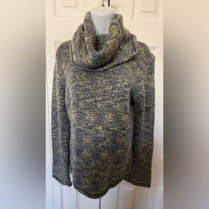 DCC Knits Blue/Green Cowl Sweater Wool Blend Casual Lightweight Cozycore Comfy